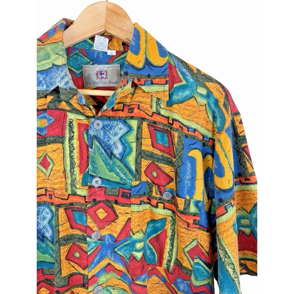 The Territory Ahead Shirt Men's M Aztec Southwest Sun Geometric Short Sleeve VTG - Picture 2 of 7